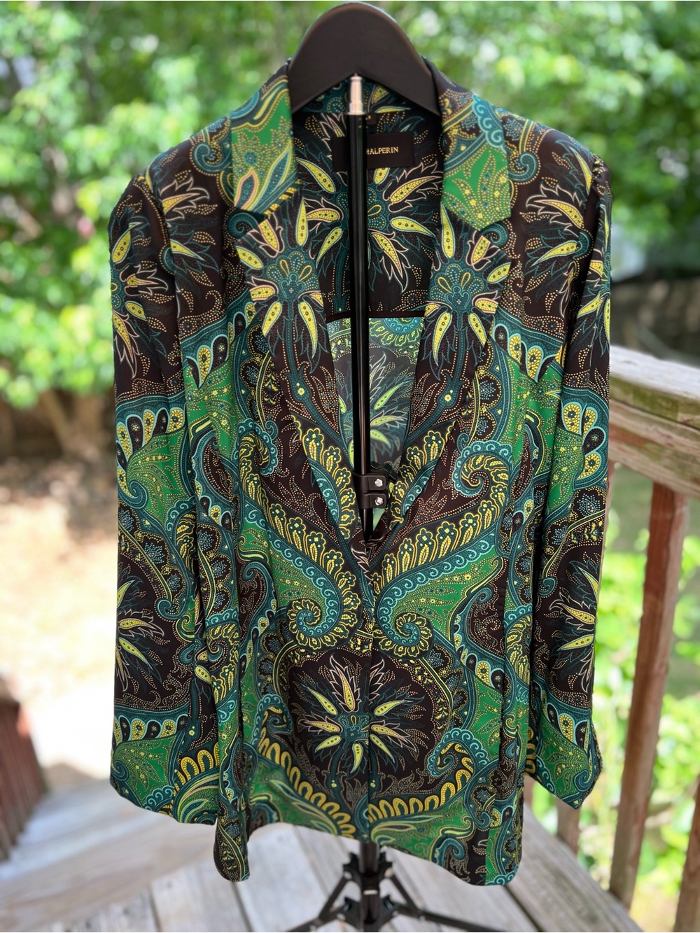 Kobi Halperin Paisley Print Blazer in Green & Black